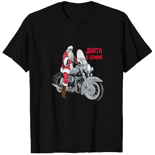 Rider Santa is coming Christmas Santa Claus Motorcycle biker T-Shirts