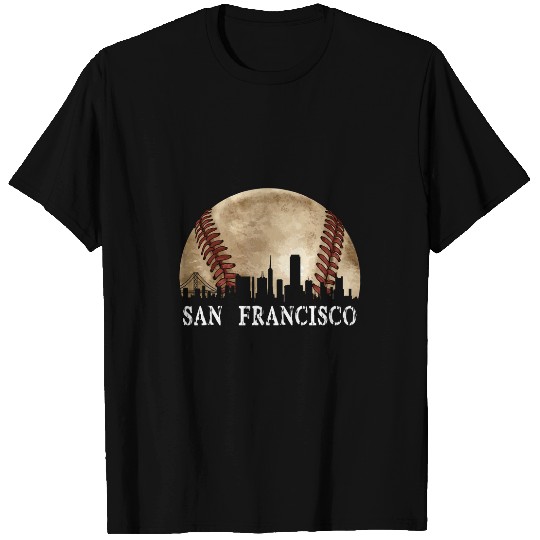 San Francisco Skyline City vintages Baseball Lover T-Shirts