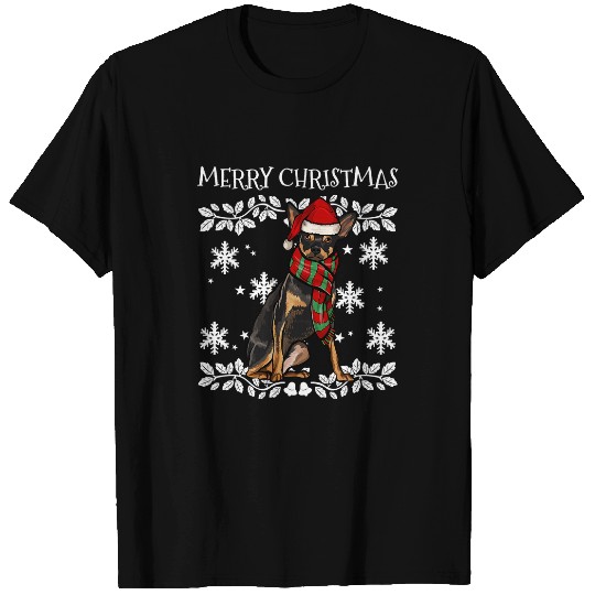Merry Christmas Ornament Miniature Pinscher xmass Santa 1 T-Shirts