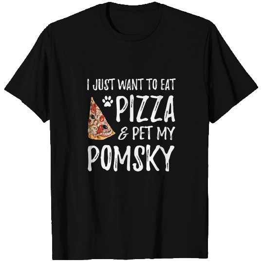 Pomsky Dog Lover Pizza Funny Dog Mom Gift T-Shirts