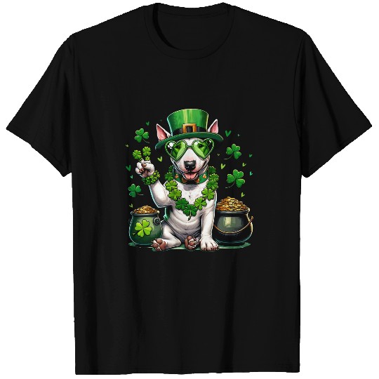 Peace Hand Dog Kids Mens Womens St Patricks Day Bull Terrier T-Shirts