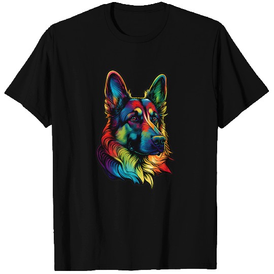 German Shepherd Dog Breed Colorful Mom Lady T-Shirts