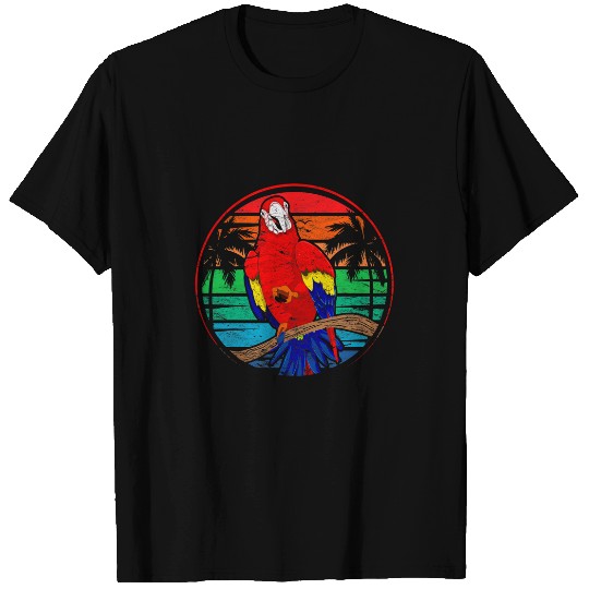 Retro Macaw Palm Trees Jungle Animal Tropical Bird Parrot T-Shirts