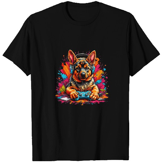 Puppy Console Master German Shepherd Gamer Controller T T-Shirts