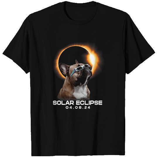 Funny French Bulldog Solar Eclipse Wears Sunglasses Lover T-Shirts