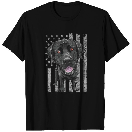 Patriotic Black Labrador USA American Flag Dog Lover T-Shirts