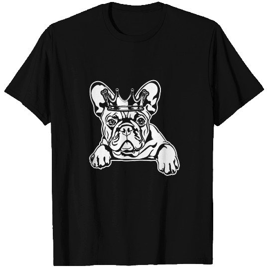 Funny Proud French Bulldog with crown dog mom dog T-Shirts