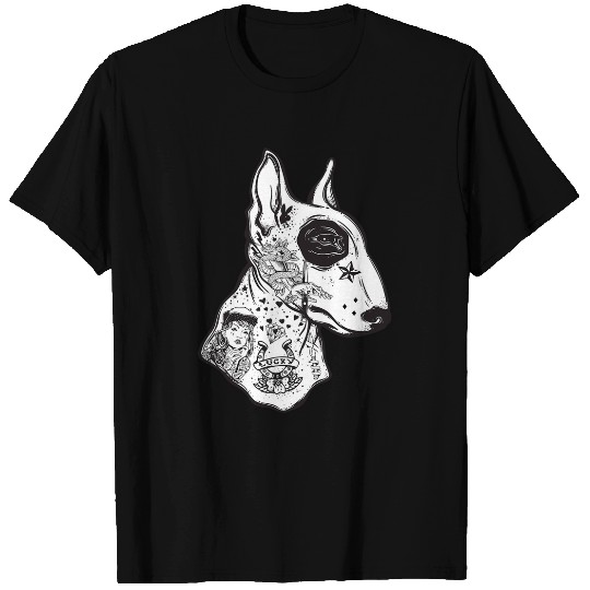 Funny Inked Bull Terrier Old School Tattoo Dog Lover Gift T-Shirts