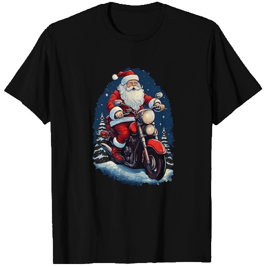 Santa Claus Riding Motorcycle Biking Funny Christmas Rider T-Shirts
