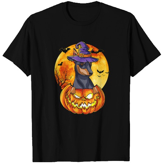 Miniature Pinscher Witch Pumpkin Halloween Dog Lover Funny 46 T-Shirts
