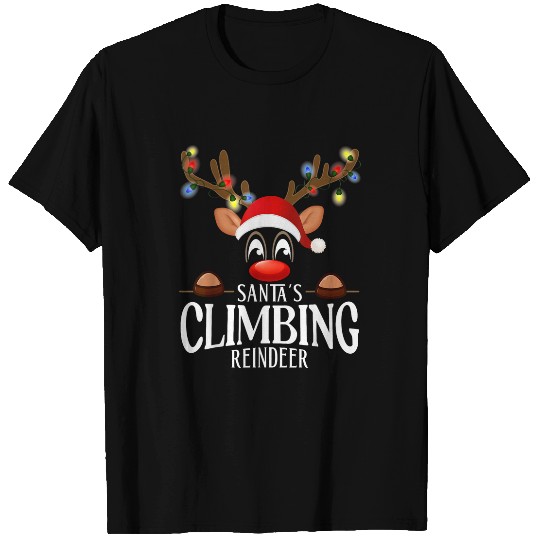 Santas Climbing Reindeer Funny xmass Matching PJS T-Shirts