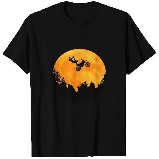 Motocross motorcycle with moon dirt bike racing at night T-Shirts