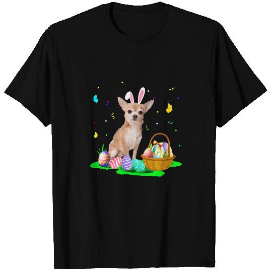 Happy Easter Cute Bunny chihuahua Dog Eggs Basket Men Women T-Shirts