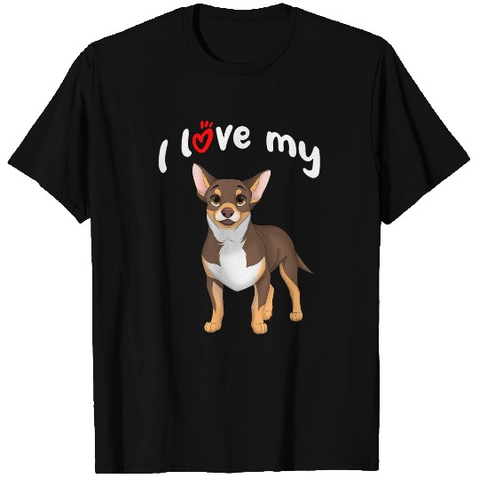 I Love My Chocolate and Tan Smooth Chihuahua Dog T-Shirts