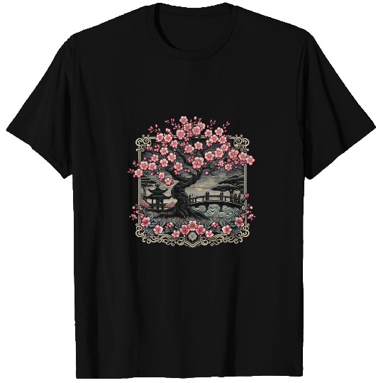 Japanese Sakura Garden Geisha Mount Fuji Cherry Blossom Tree T-Shirts