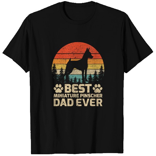 Mens Retro vintages bests Miniature Pinscher Dad Ever Fathers Day T-Shirts