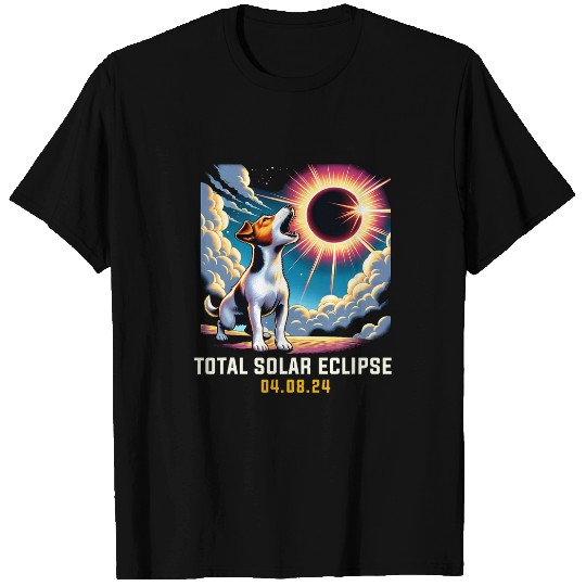 Jack Russell Terrier Dog Howling At Solar Eclipse T-Shirts
