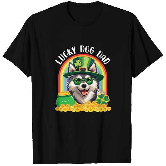 Pot Of Gold Rainbow Patrick Lucky Alaskan Klee Kai Dog Dad T-Shirts