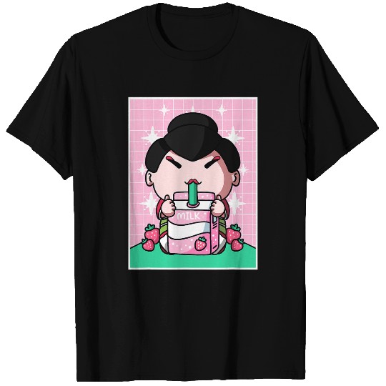 Japanese Geisha Strawberry Milk Shake Carton Kawaii Anime T-Shirts