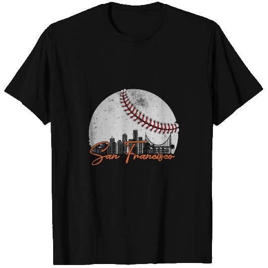 San Francisco Baseball Skyline Cityscape Retro San Francisco T-Shirts