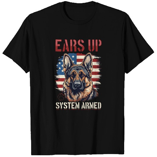 German Shepherd Dog Breed Ears Up System Armed 2 T-Shirts