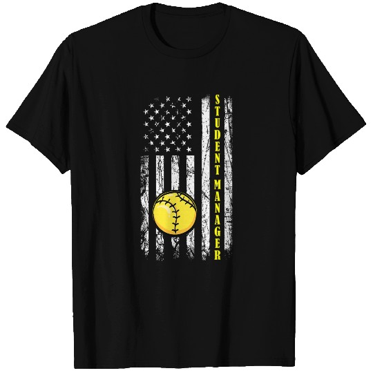 Student Manager American Flag School Softball Team T-Shirts