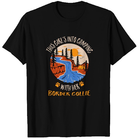 Girls Into Camping with Her Border Collie Dog Lover Camper T-Shirts