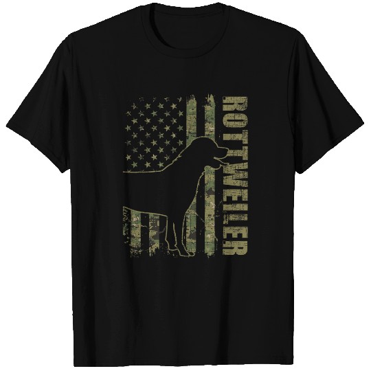 Rottweiler USA American Flag Camouflage Dog Owner T-Shirts
