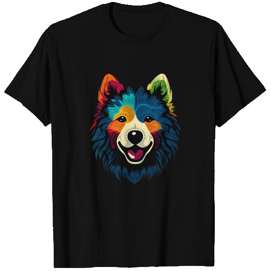 Samoyed Dog Mom or Dad Colorful Puppy Art Lover Black T-Shirts