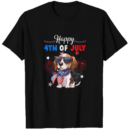 Happy 4th of July Family Matching American Beagle Dog Lovers T-Shirts