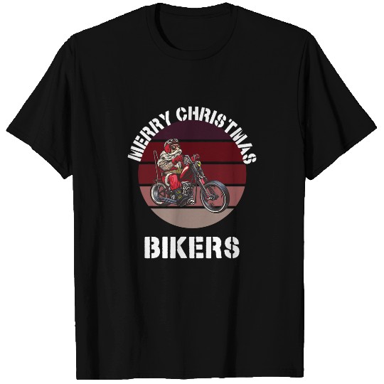 Santa Is A Biker 2Merry Christmas Santa Claus Design Funny T-Shirts