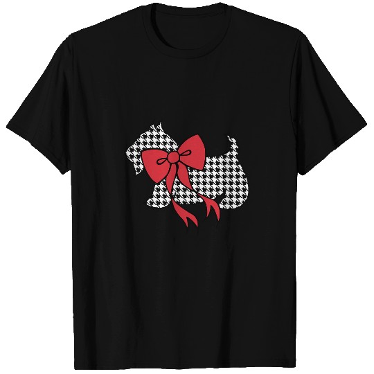 Dog Scottish Terrier Christmas Houndstooth Scottish Terrier T-Shirts