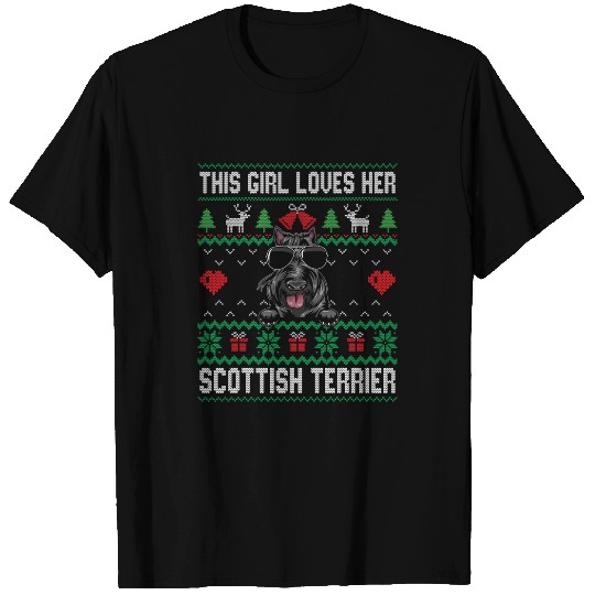 Dog Scottish Terrier Girl Cool Ugly Christmas for Dog Mom T-Shirts