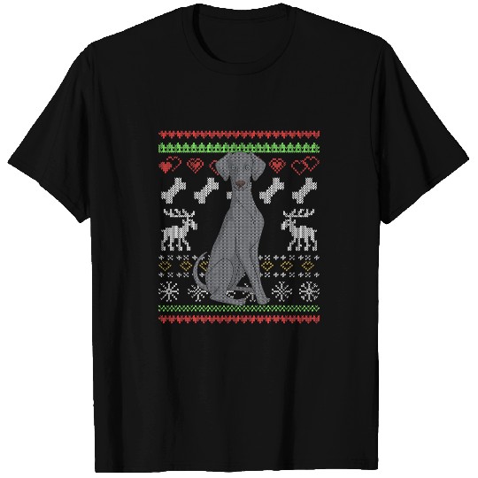 Weimaraner Dog Santa Claus Ugly Christmas Pattern T-Shirts