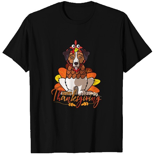 Discover Happy Thanksgiving Australian Shepherd Aussie Dog Dog T-Shirts