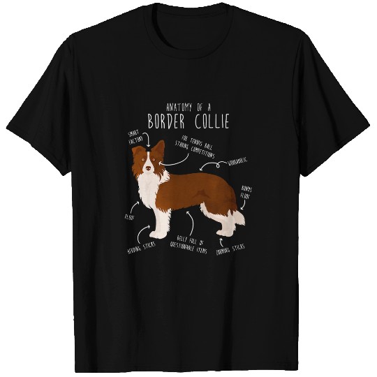 Red Border Collie Anatomy Cute Funny Pet Lover Dog Mom Dad T-Shirts