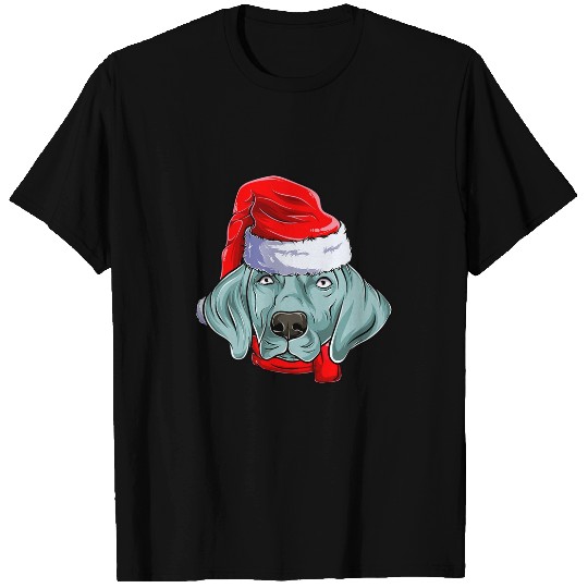 Weimaraner Dog Santa Claus Apparel Funny Christmas Women T-Shirts