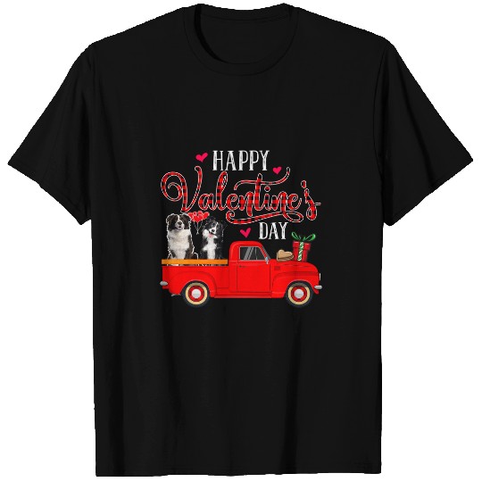 Discover Happy Valentines Day Funny Plaid Red Truck Border Collie T-Shirts