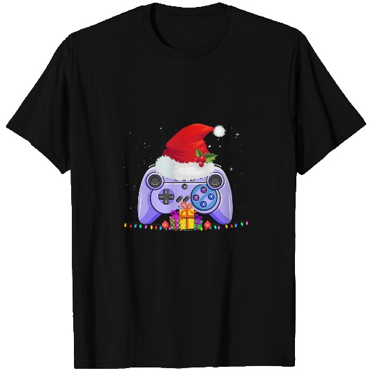Video Game Controller Christmas Santa Hat Gamer Gifts Boys T-Shirts