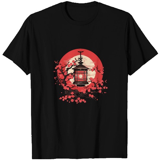 Japan Art Japanese Pagoda Lantern Sakura Blossom Aesthetic T-Shirts
