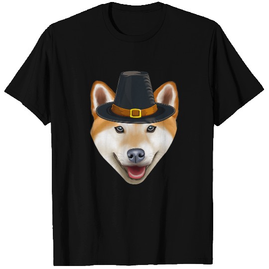 Dog Shiba Inu Wearing Pilgrim Hat Thanksgiving T-Shirts