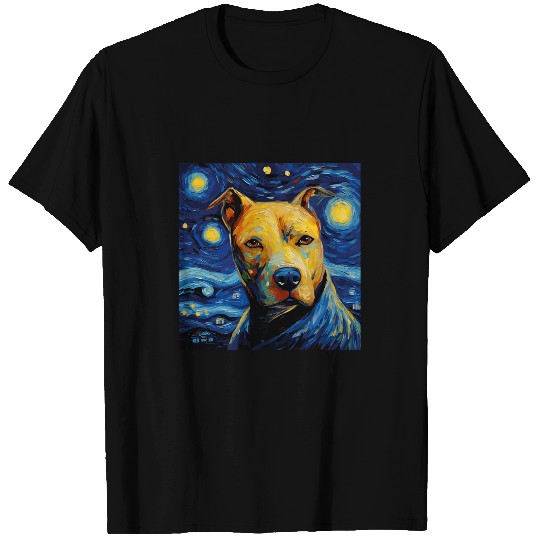 Pitbull Starry Night For Dog Mom Dog Dad T-Shirts