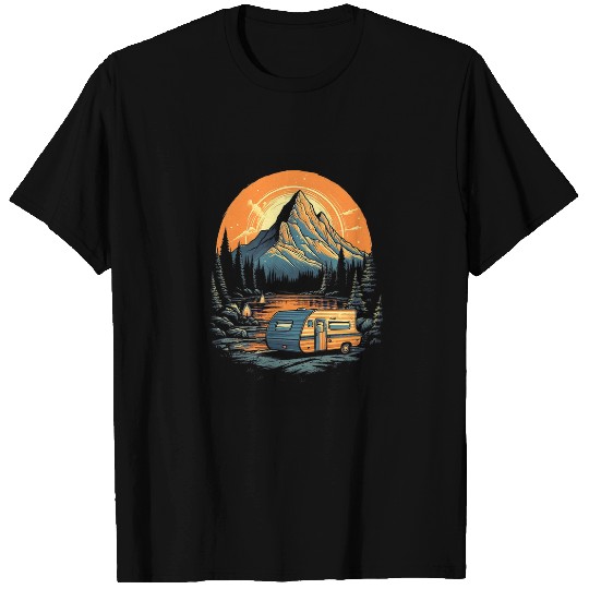 Teardrop Trailer RV Camping Camper Tiny House Mountain 2 T-Shirts