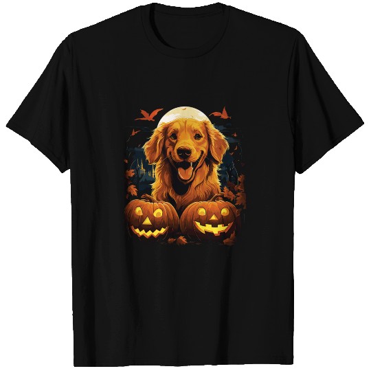Spooky Halloween Golden Retriever Dog Pumpkin Costume T-Shirts