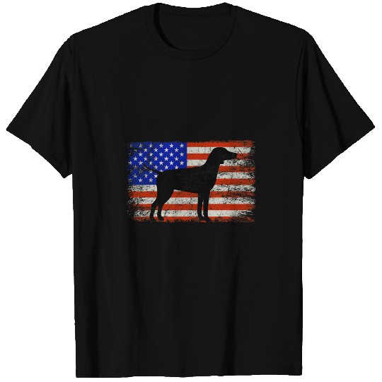 German Shorthaired Pointer Dog vintages American USA Flag T-Shirts