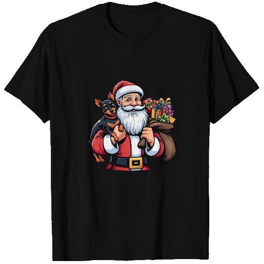 Miniature Pinscher Santa Claus Funny Dog Christmas T-Shirts