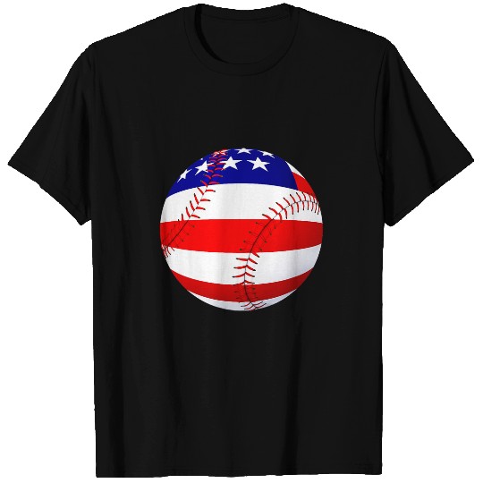 USA Flag Baseball Softball 4th of July Mens Womens T-Shirts