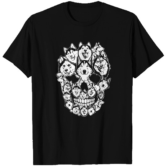 Skull Husky Skeletons Halloween Costume Scary funny Awesome T-Shirts