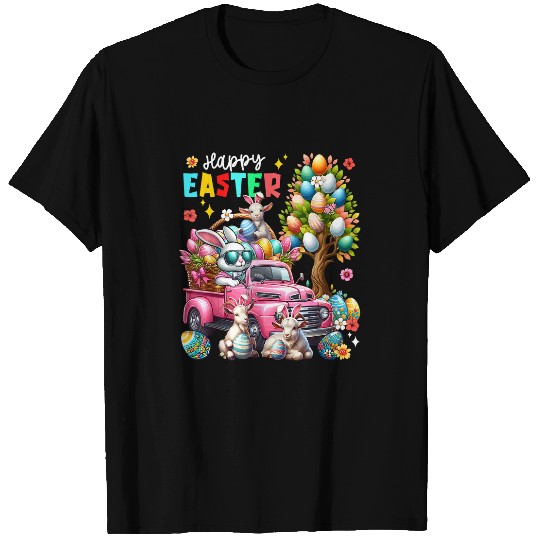 Discover Happy Easter Three Cute Bunny Goats On Pickup Truck T-Shirts