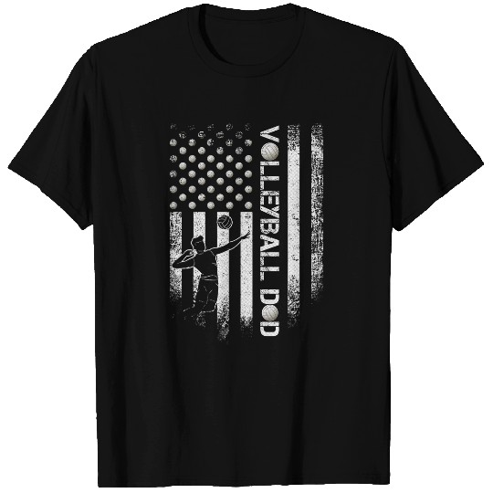 vintages USA Flag Volleyball Dad Volleyball Player Lover T-Shirts
